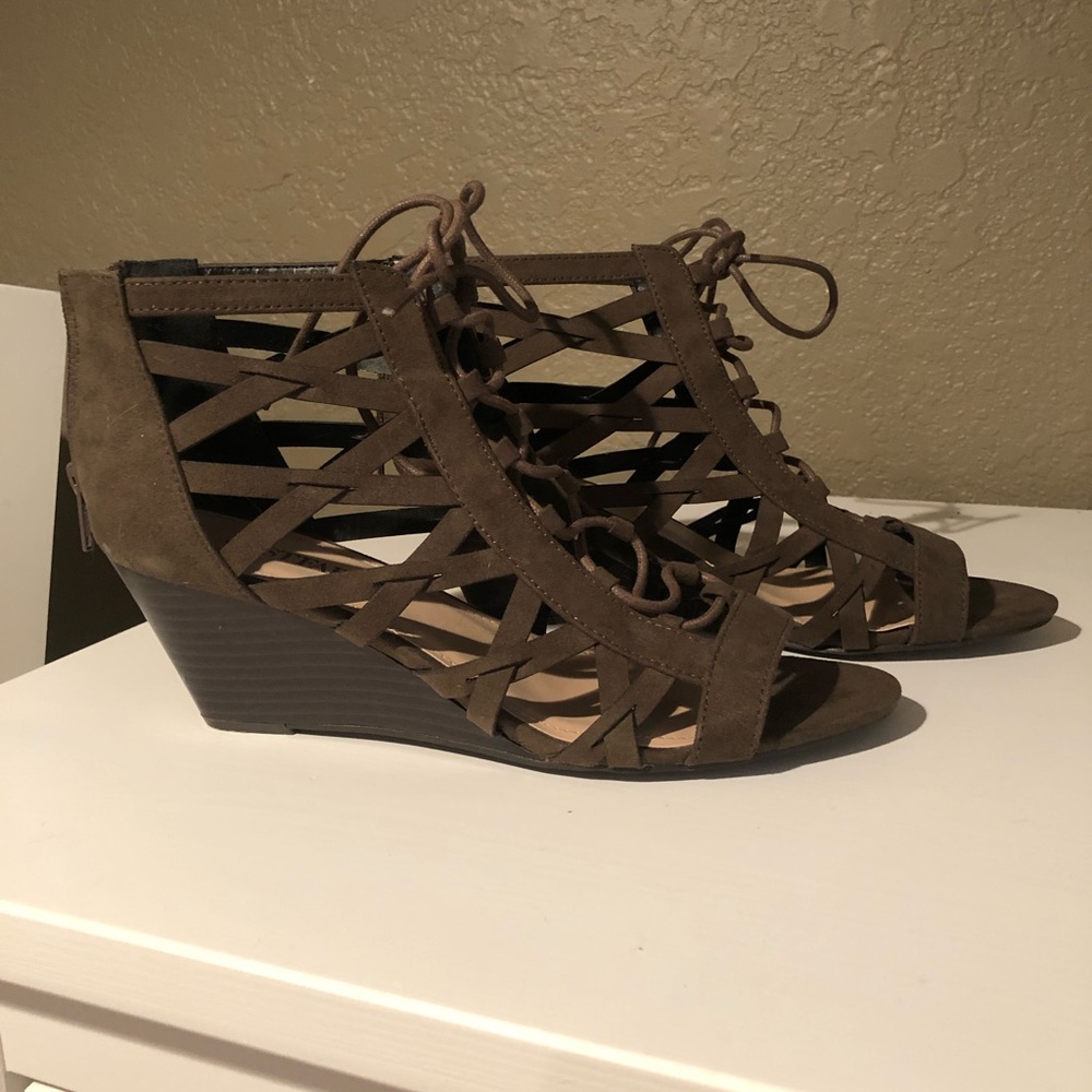 JustFab strappy wedges
